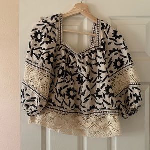 Christian Siriano Floral Peasant Top Size XS